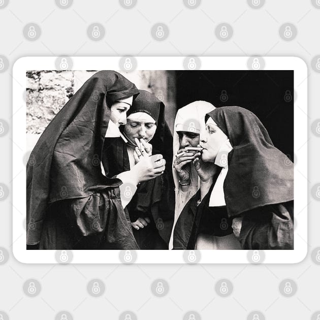 Smoking Nuns Sticker by Beltschazar